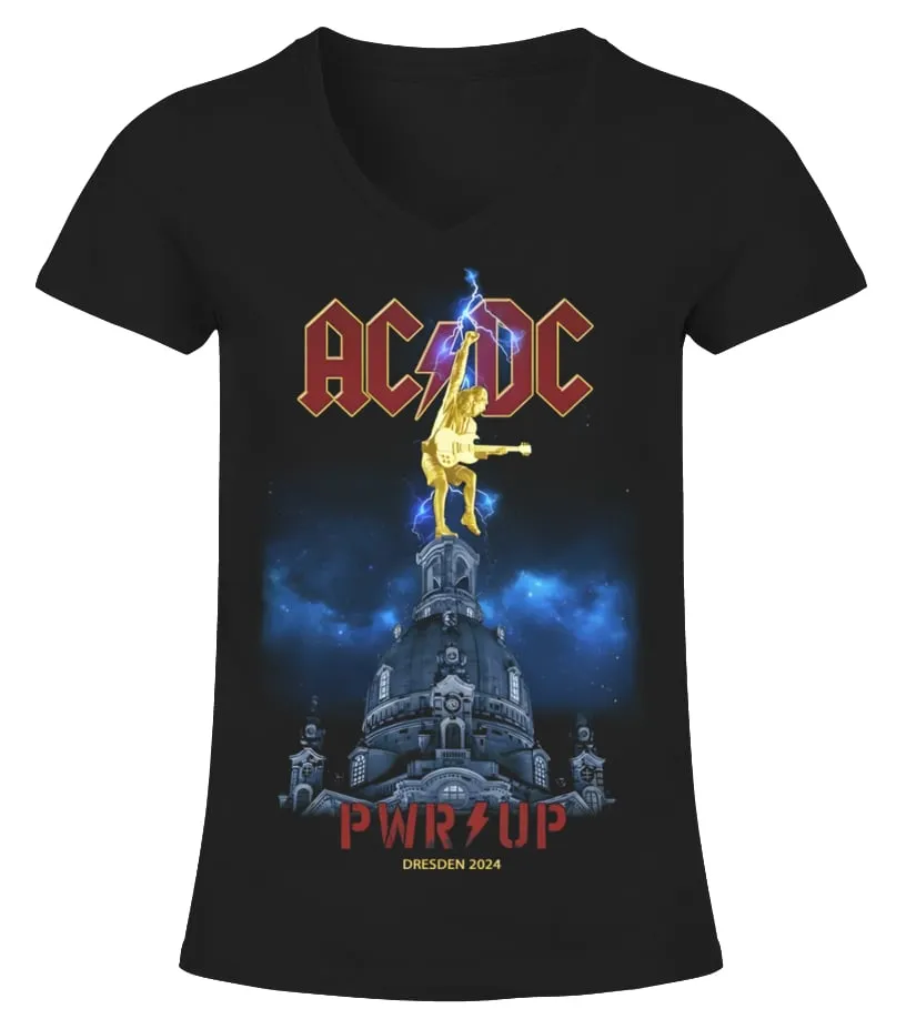 AC/DC 2024 Dresden Tour Camiseta cuello pico Mujer