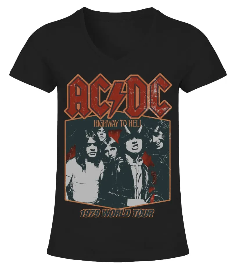 AC/DC-Highway to Hell ''1979 world tour'' Camiseta cuello pico Mujer