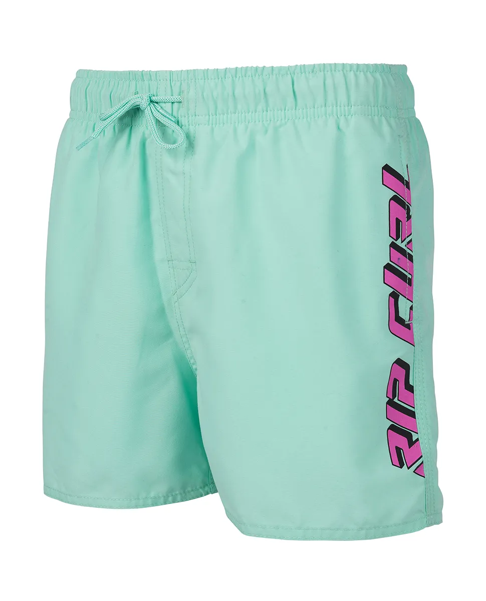 Bañador RIP CURL surfero niño Short elástico Volley Timeless Boy Mint Ref. KBOFA4 azul agua logo pierna