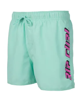 Bañador RIP CURL surfero niño Short elástico Volley Timeless Boy Mint Ref. KBOFA4 azul agua logo pierna