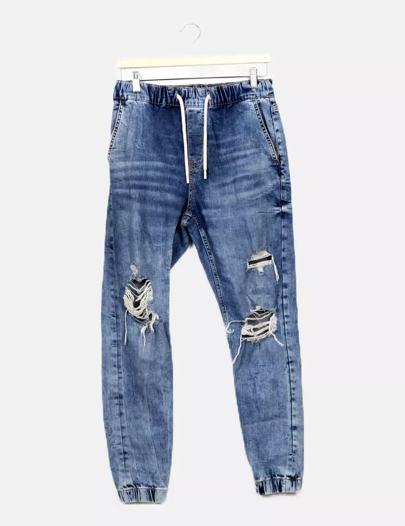 Bershka Pantalón denim rotos