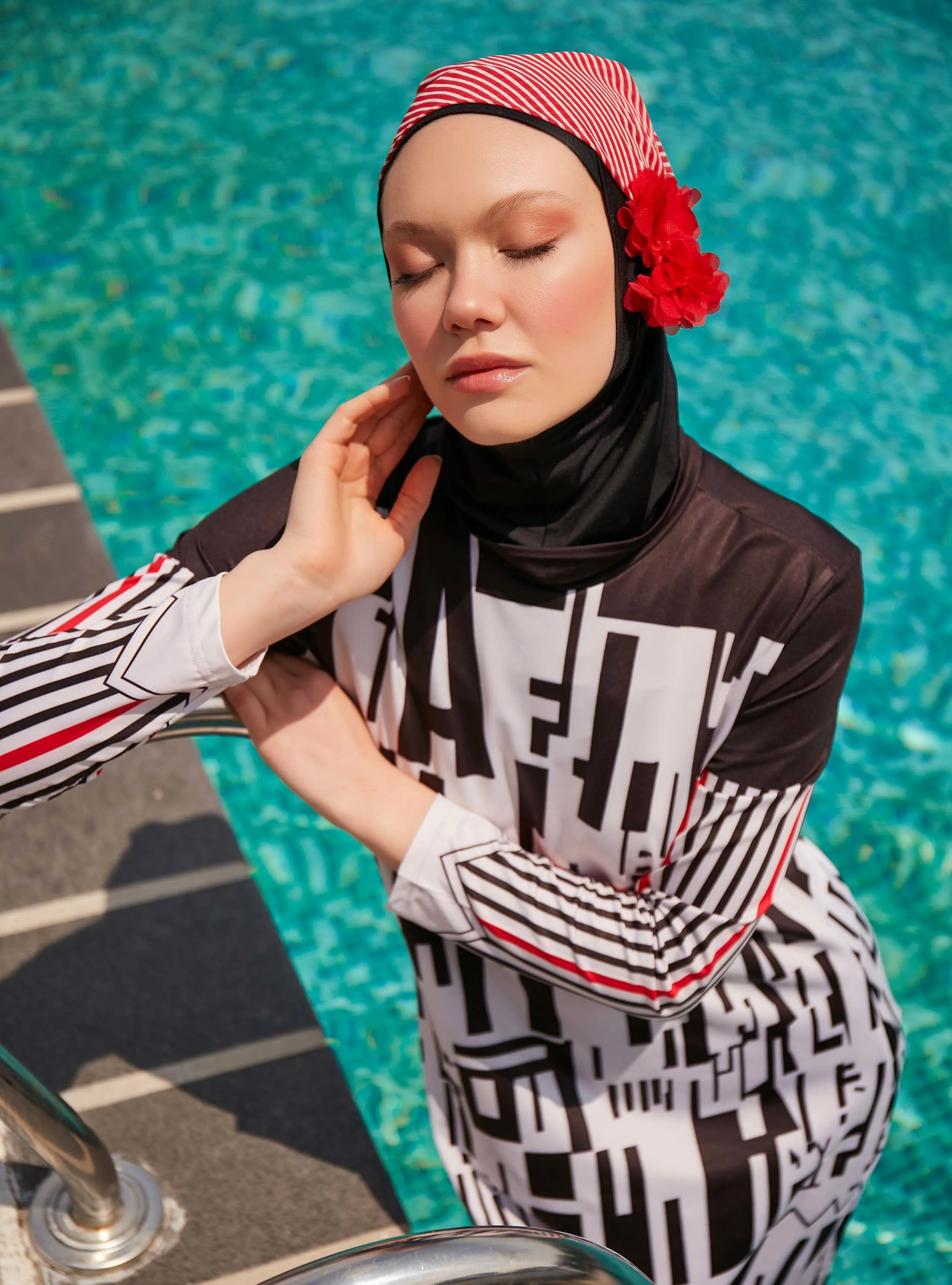 Black - Geometric - Burkini - Mayo