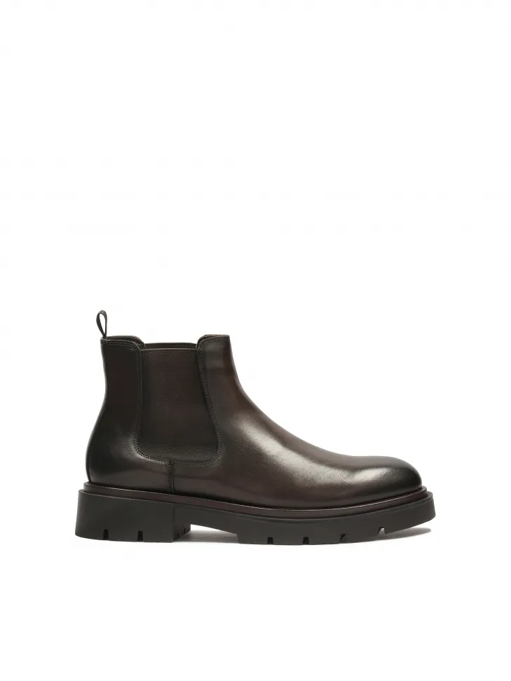 Bottes Chelsea marron à semelle épaisse