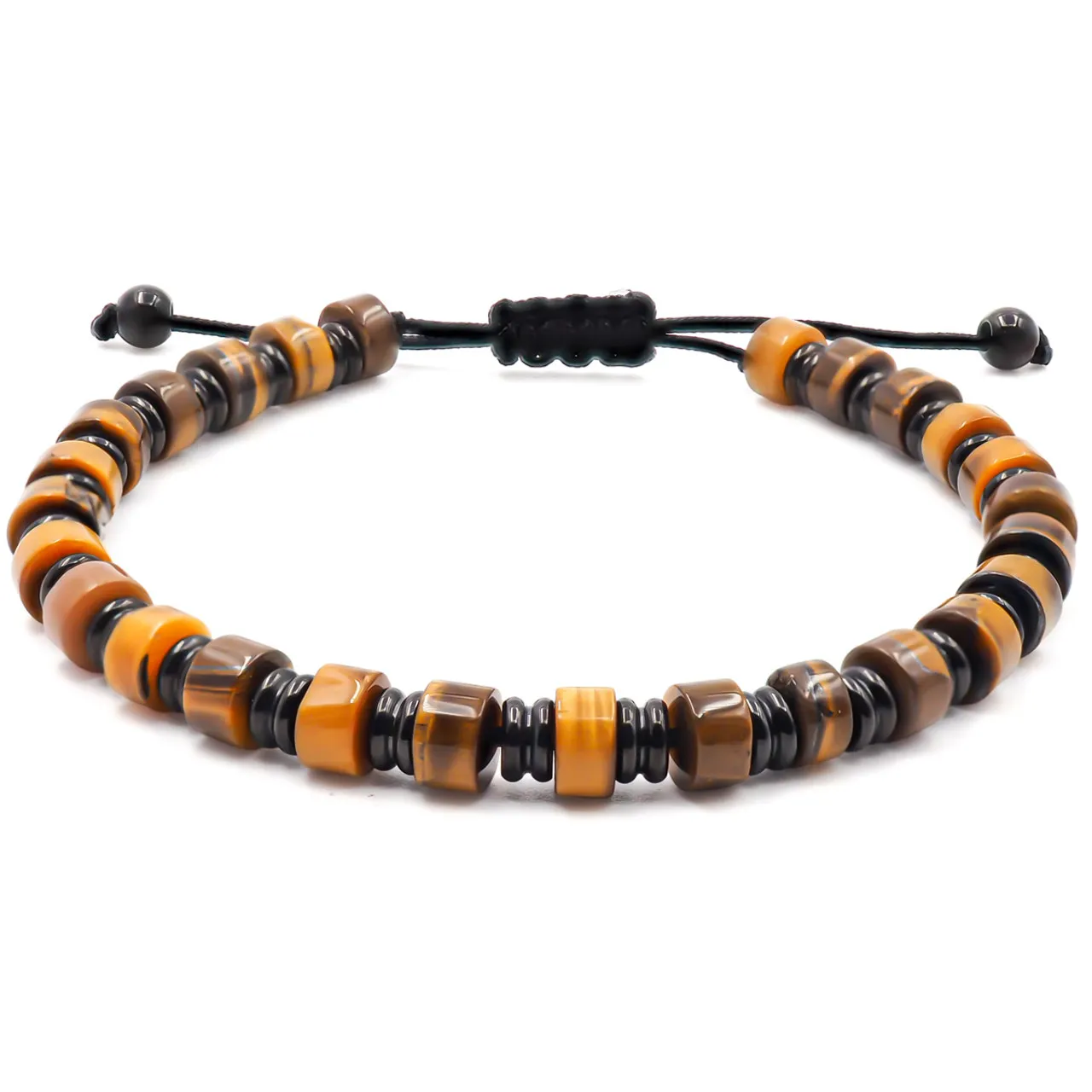 Bracelet "Tiger" Acier Noir - Oeil de Tigre