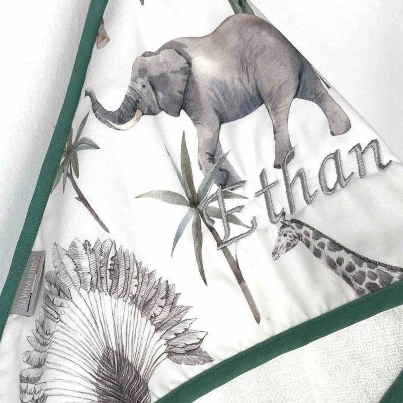 Cape de Bain en Coton et Bambou pour Bébé - Sevira Kids - Safari - Douceur et Confort blanc - Sevira Kids