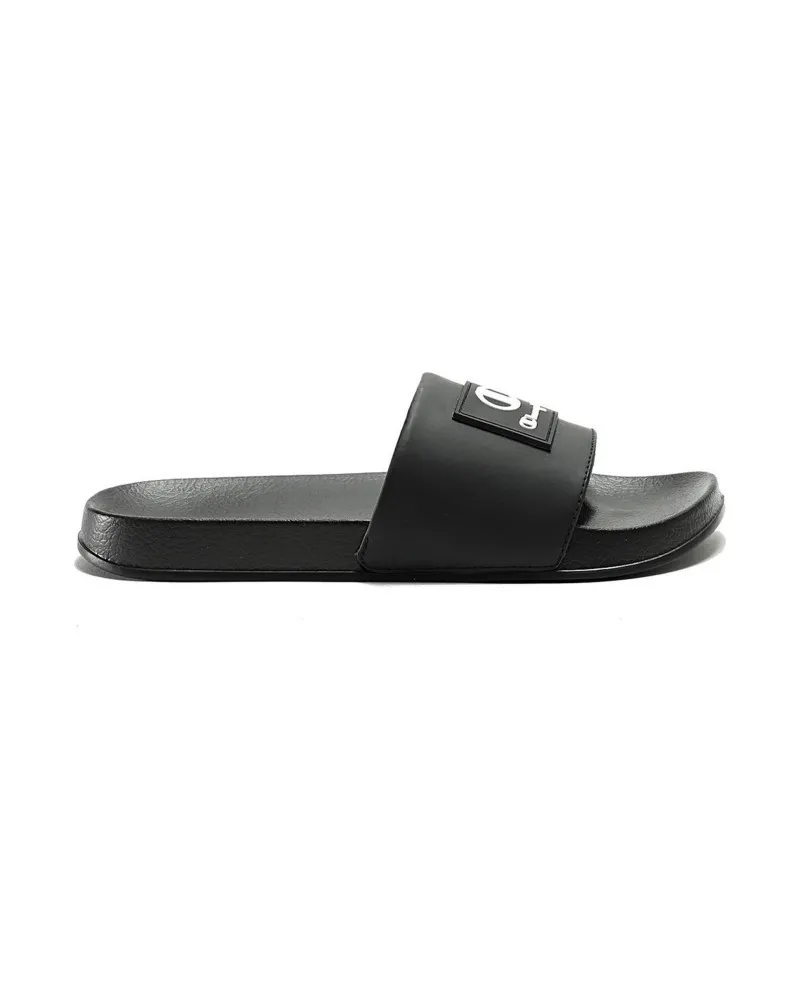 Chanclas champion negras arubo ruber patch slides