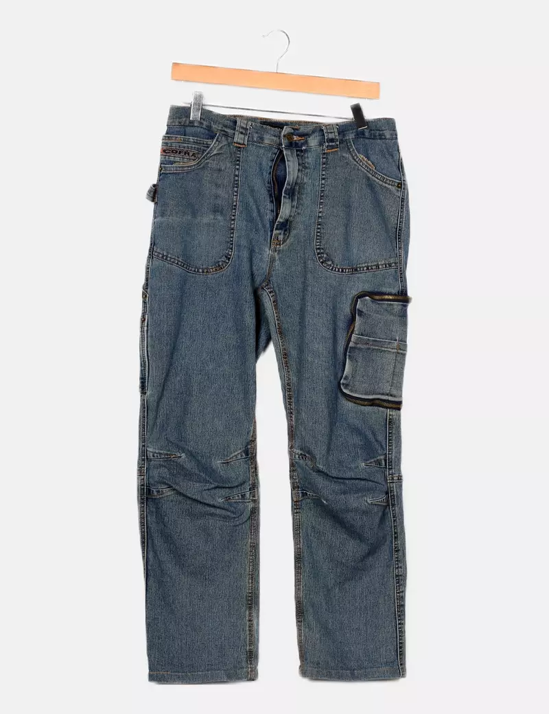 Cofra Pantalón azul denim cargo