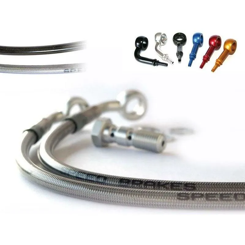 Durite aviation frein arrière moto SPEEDBRAKES carbone/raccord noir - piecemotoquad.fr