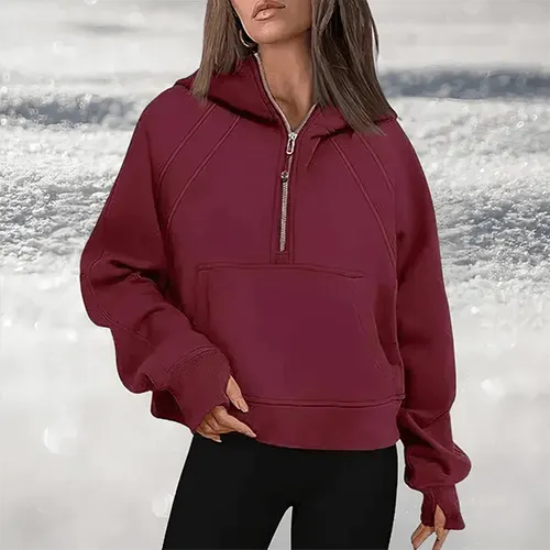 Elyssa | Sweat à capuche demi-zip élégant et chaud pour femme