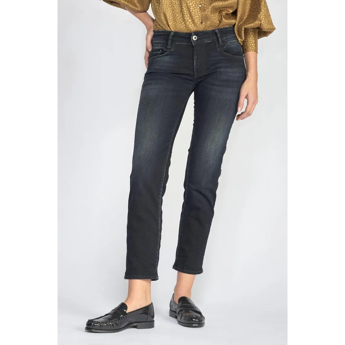 Jeans Laross pulp slim 7/8ème  bleu-noir N°1 en coton | 3 Suisses