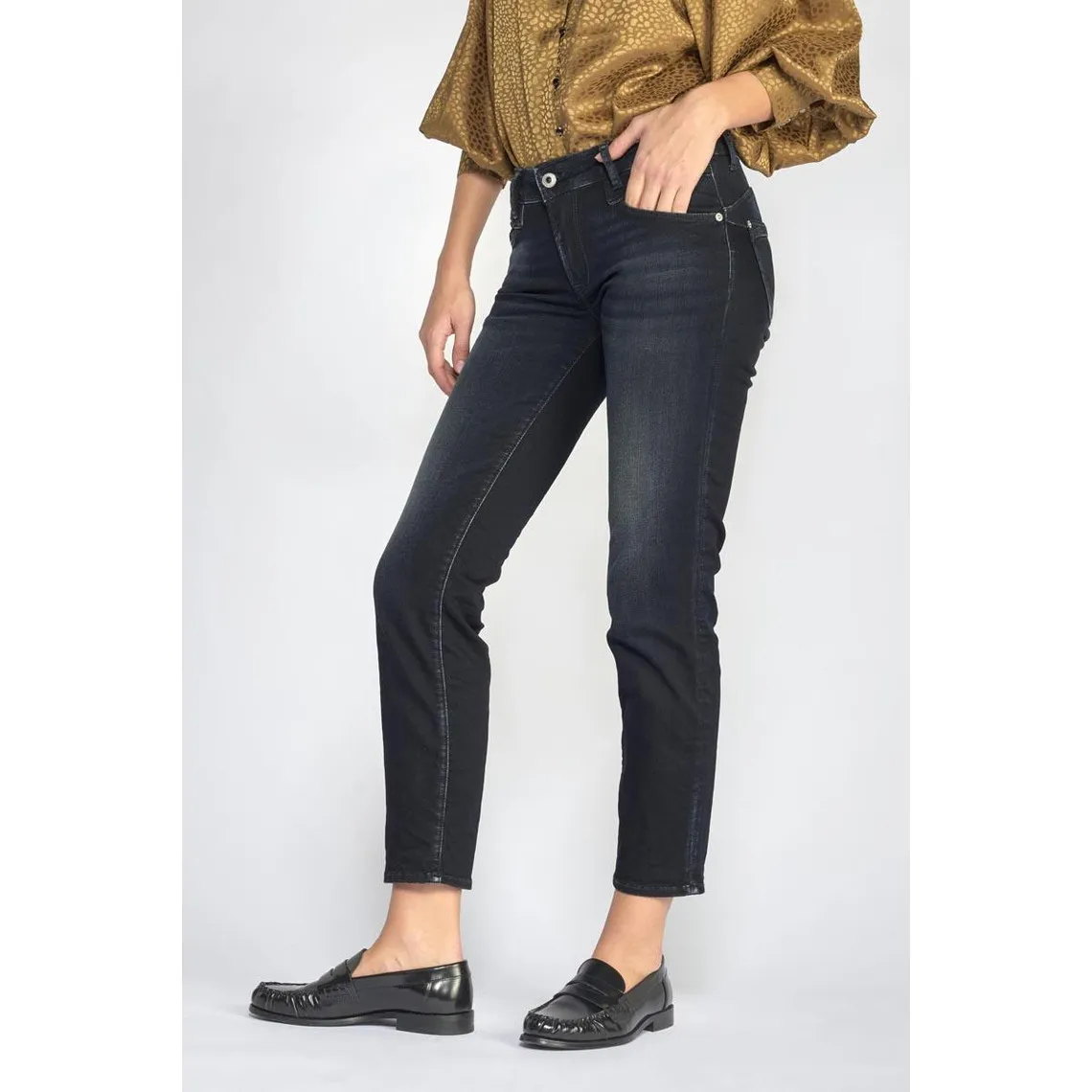 Jeans Laross pulp slim 7/8ème  bleu-noir N°1 en coton | 3 Suisses