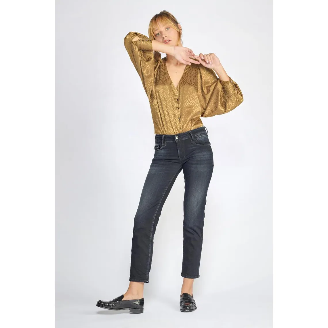 Jeans Laross pulp slim 7/8ème  bleu-noir N°1 en coton | 3 Suisses