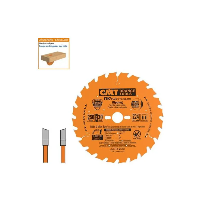 Lame circulaire CMT - Ø 250 x 30mm - 24 dents - Ep 2,4/1,6 - 271.250.24M