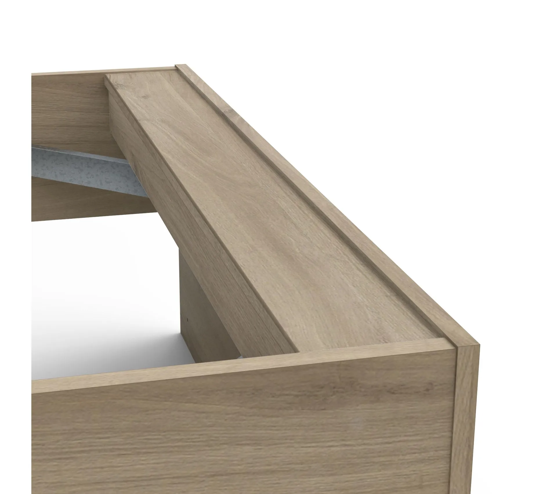 Lit 90x190/200 avec rangements NATHAN imitation chêne et blanc