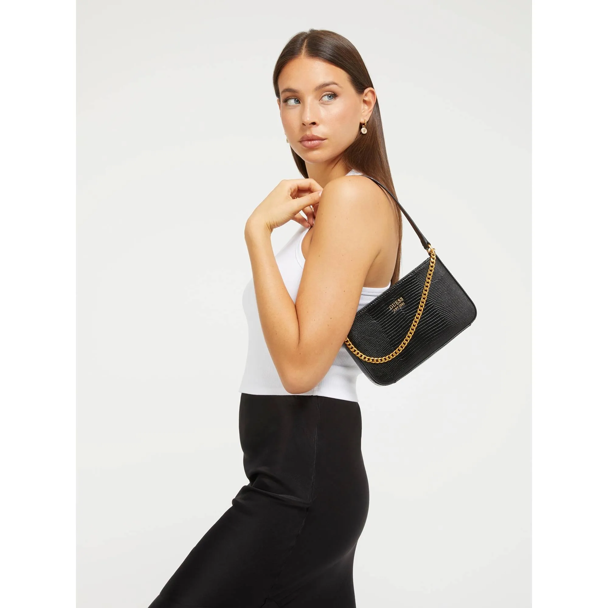 Mini sac à main zippé Guess Katey lézard HWKA7870720