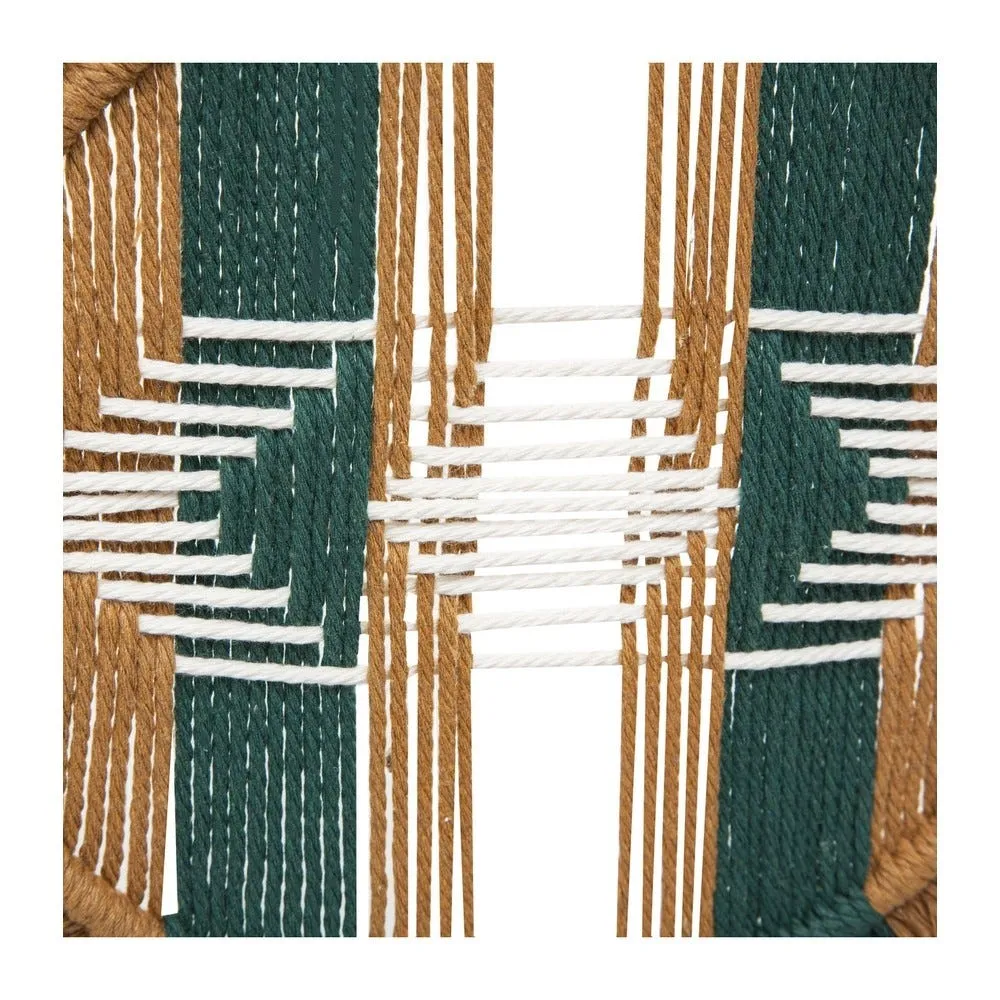 Objet déco macramé coloré et frangé sur pied en bois de paulownia h30cm