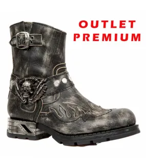 OUTLET PREMIUM - Bota Negra Efecto Desgastado Original New Rock OUT-M.MR041-S3