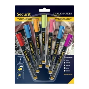 Paquet de 7 feutres craie fins 1 à 2 mm pour tableau noir ou vitrine