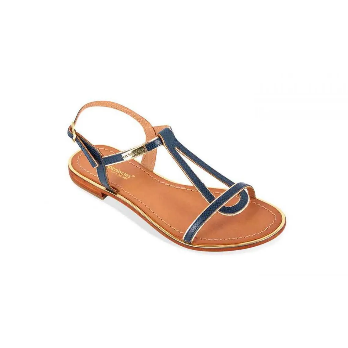 Sandale femme HAMORE Bleu marine en cuir | 3 Suisses