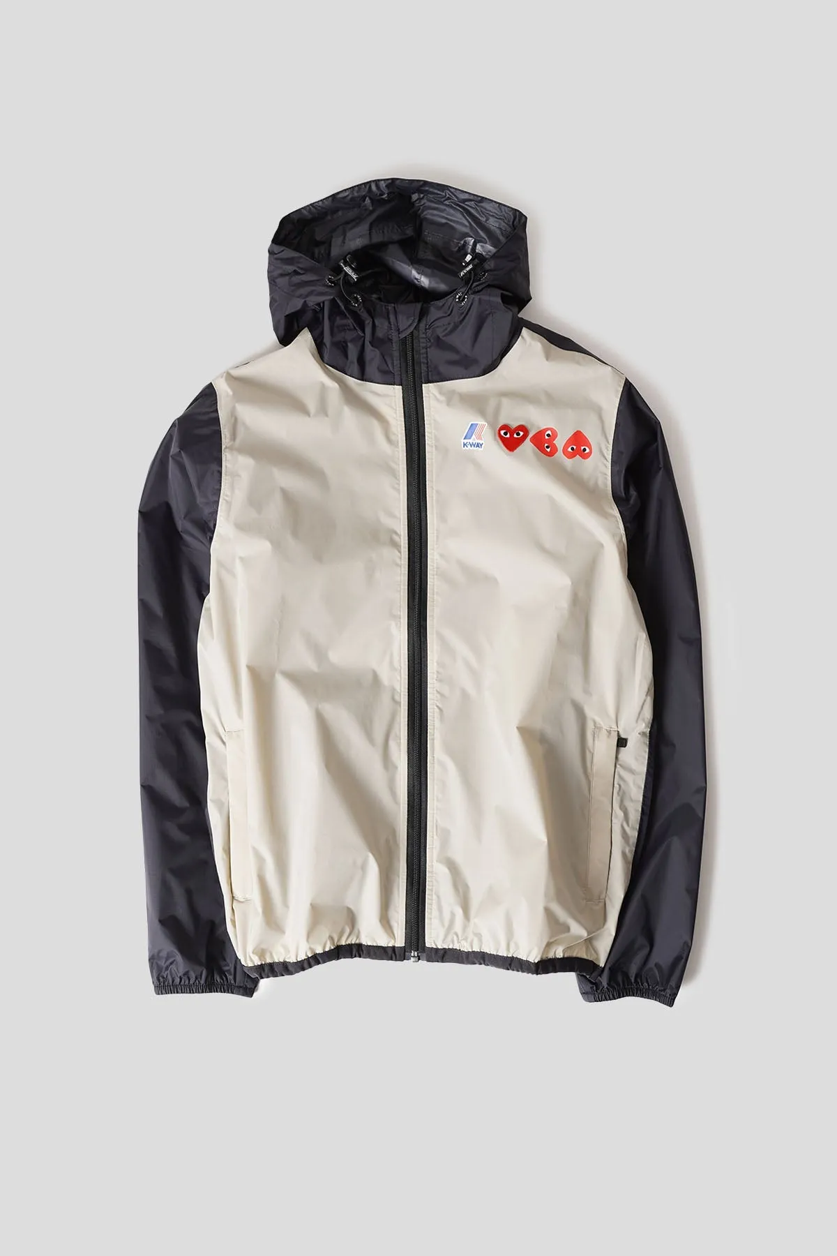 VESTE K-WAY CLAUDE FULL ZIP TRIPLE COEUR BEIGE ET NOIRE