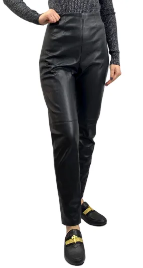ZARA Pantalón Negro Ecocuero