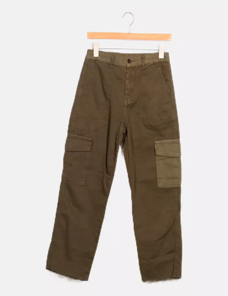 Zara Pantalón verde cargo